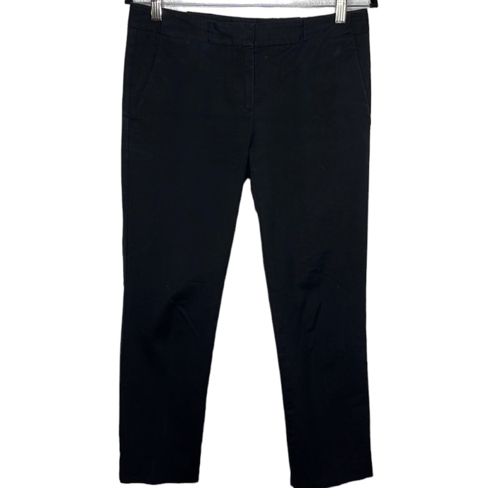 Theory Black Cotton Dress Straight Leg Dress Pants Sz 6
